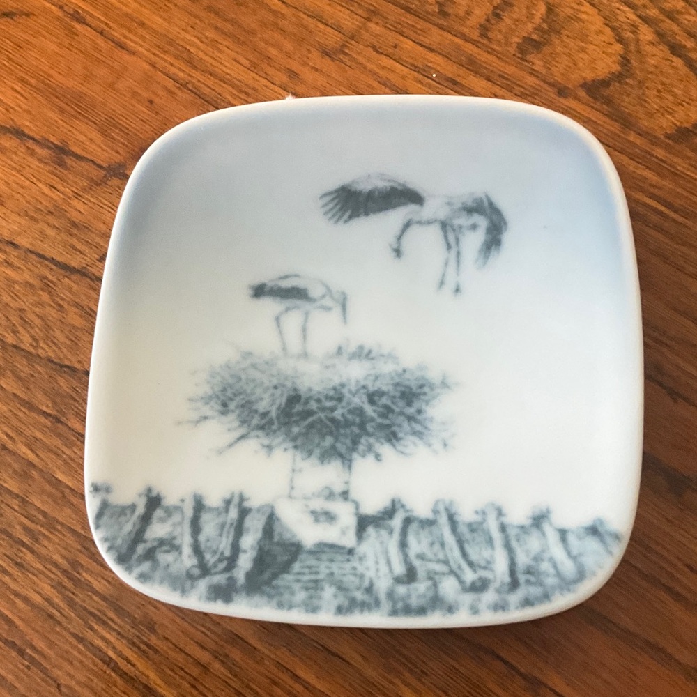 Porcelain Mini Plate with Storks